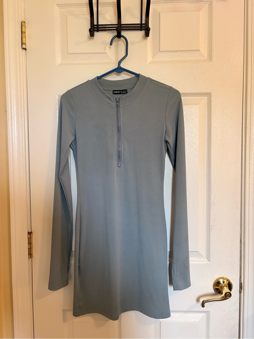 Long Sleeve Half-Zip Women’s Dress - Gray
